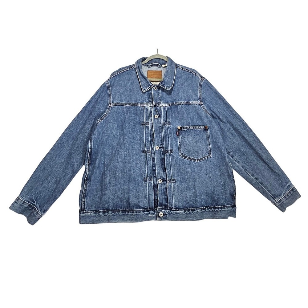 Levis Premium Type 1 Denim Jacket Mens XXL Cinch Back Coat Vtg Big E Trucker